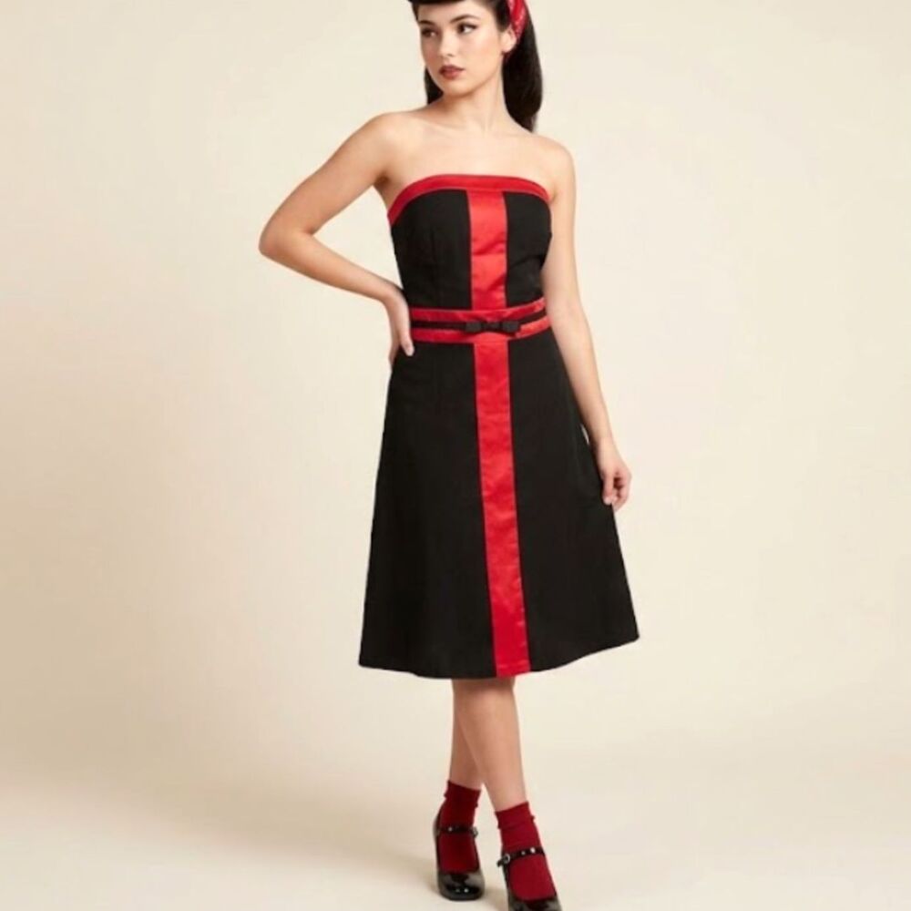 Ruby Rox Black Red Strapless Dress 12 Y2K Hoco Dance Homecoming Pinup Rockabilly